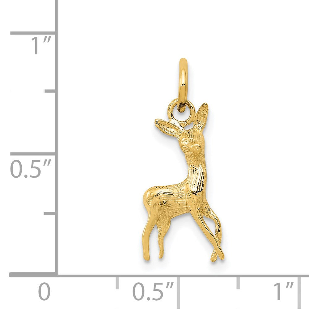 14k Gold Polished Open-Backed Deer Charm Necklace - Charlie & Co. Jewelry