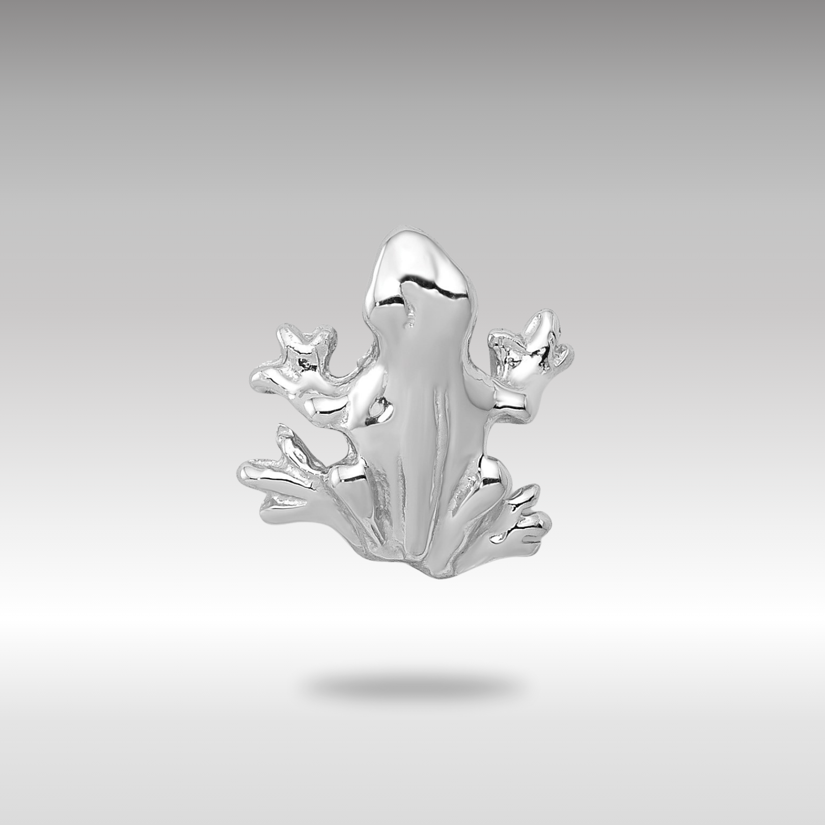 White Gold Polished Three-Dimensional Frog Charm - Charlie & Co. Jewelry