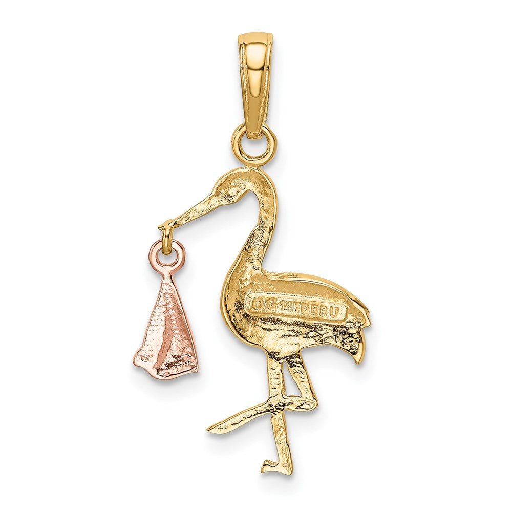 Gold Stork Pendant Necklace Model-K1331 - Charlie & Co. Jewelry