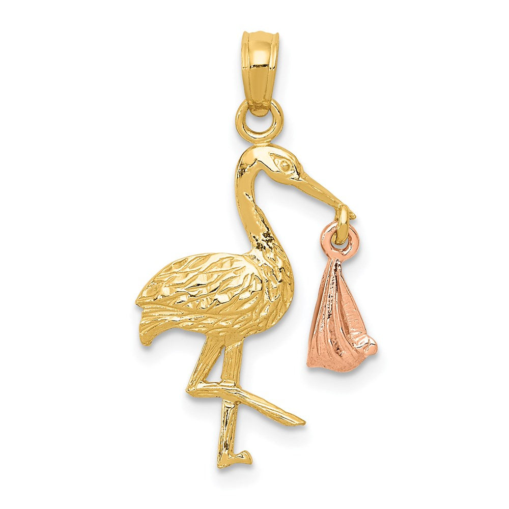 Gold Stork Pendant Necklace Model-K1331 - Charlie & Co. Jewelry