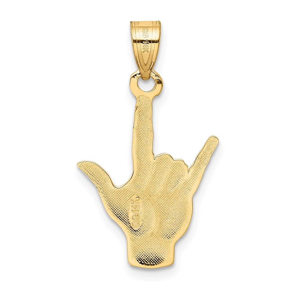 Gold Polished 'I Love You' Hand Gesture Pendant Model-K1742 - Charlie & Co. Jewelry