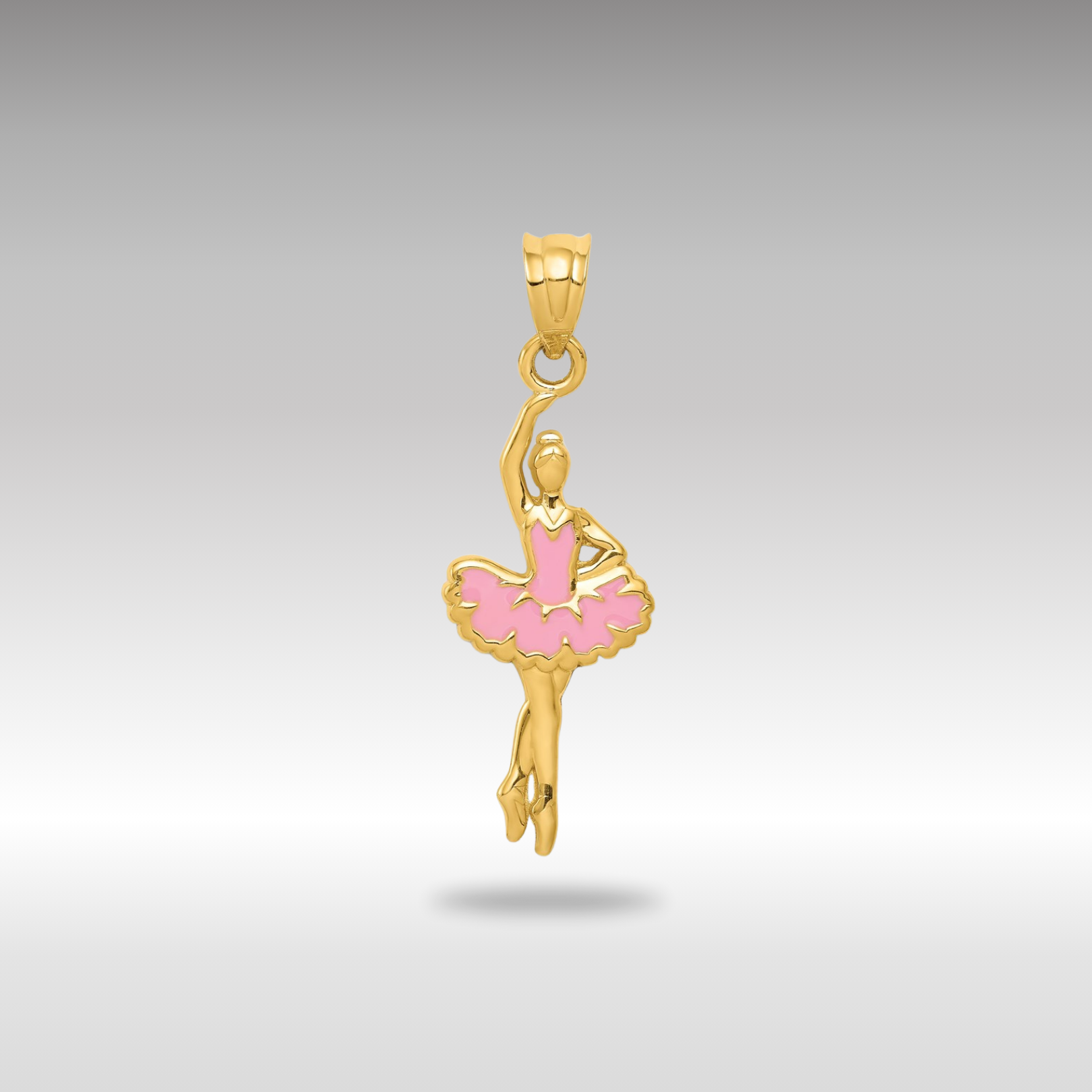 Gold Pink Enameled Ballerina Pendant Necklace - Charlie & Co. Jewelry