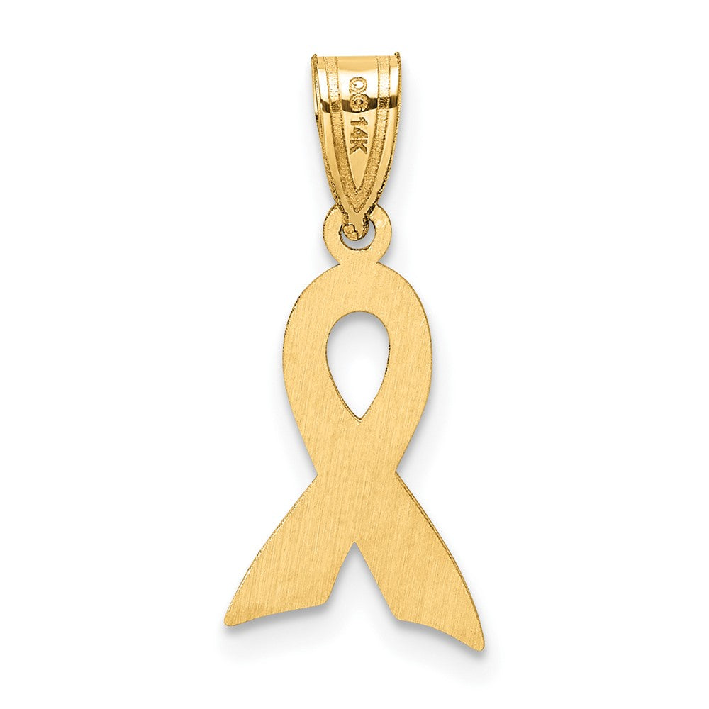 14K Gold Small Enameled Awareness Ribbon Necklace - Charlie & Co. Jewelry