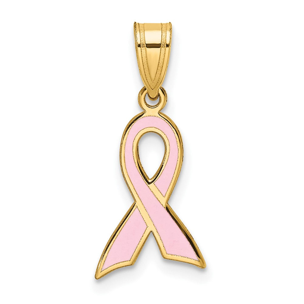 14K Gold Small Enameled Awareness Ribbon Necklace - Charlie & Co. Jewelry