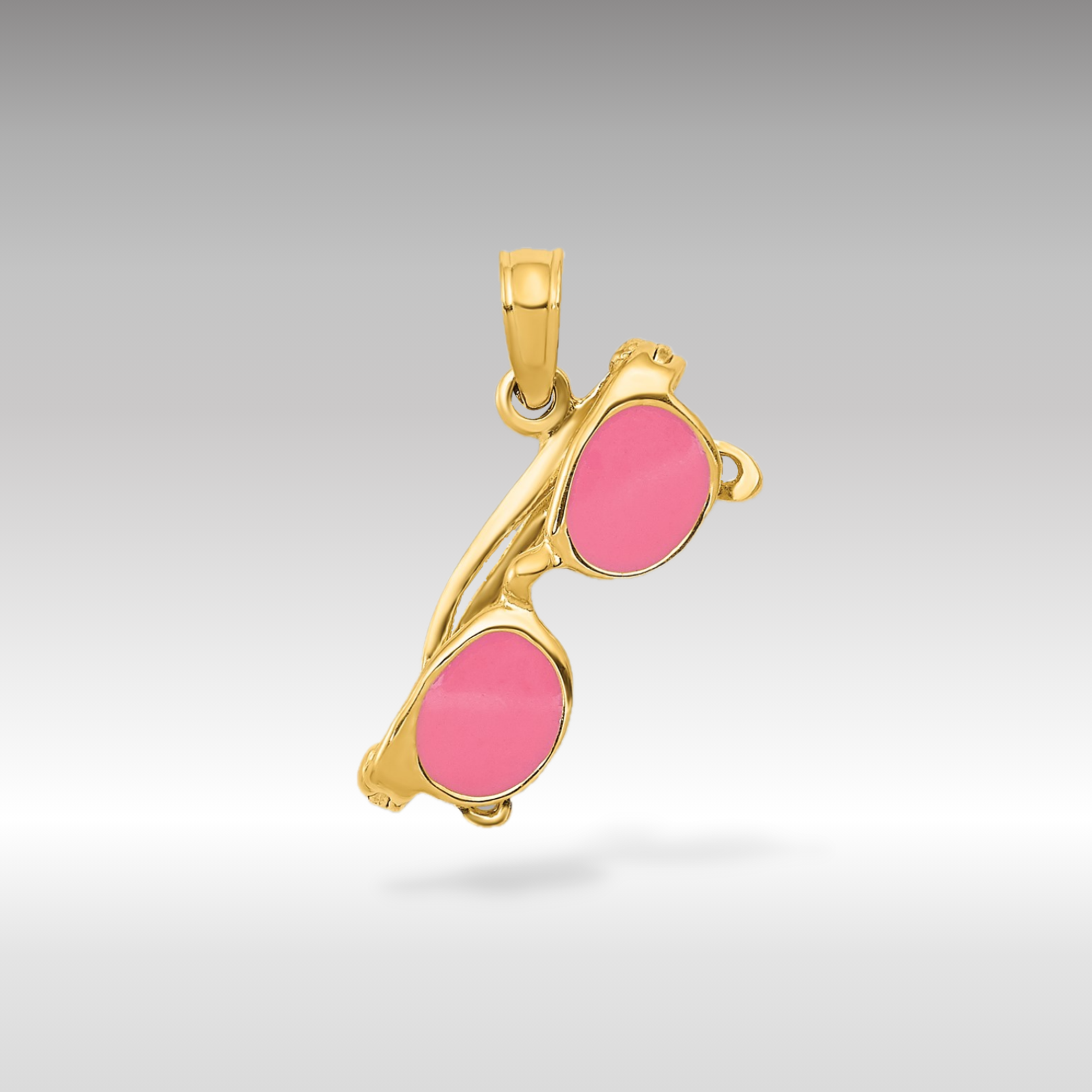 14k Gold 3D Pink Enameled Moveable Sunglasses Pendant - Charlie & Co. Jewelry
