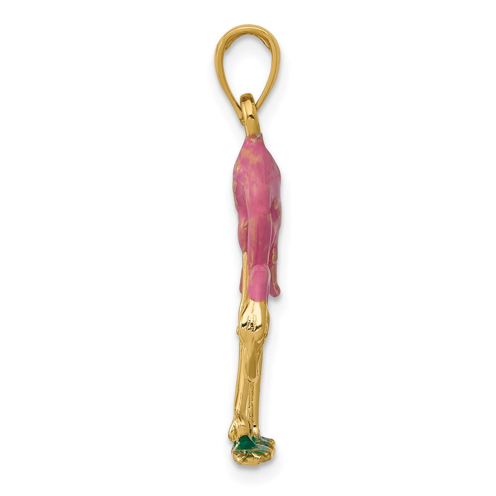 Gold 3-D Pink Enameled Flamingo Charm Model-K1905 - Charlie & Co. Jewelry