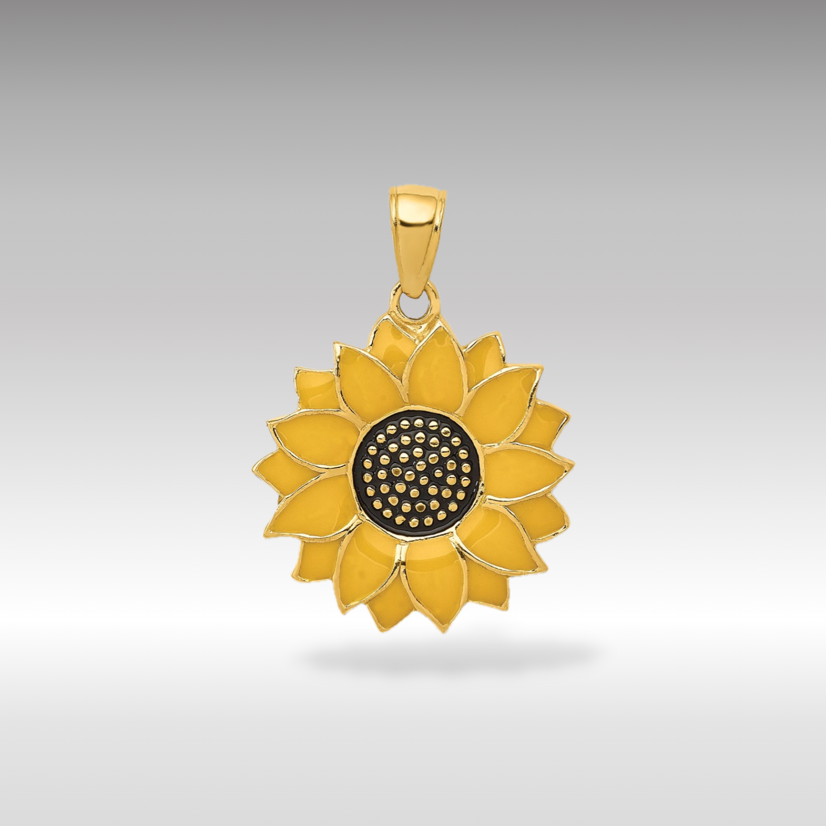 14K Gold Enameled Sunflower Charm Model K1965