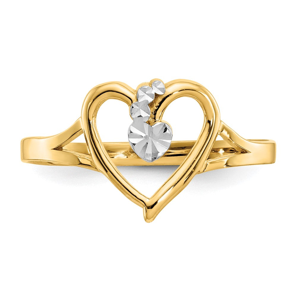 Yellow and White Gold Polished Heart Ring Model-K2072 - Charlie & Co. Jewelry