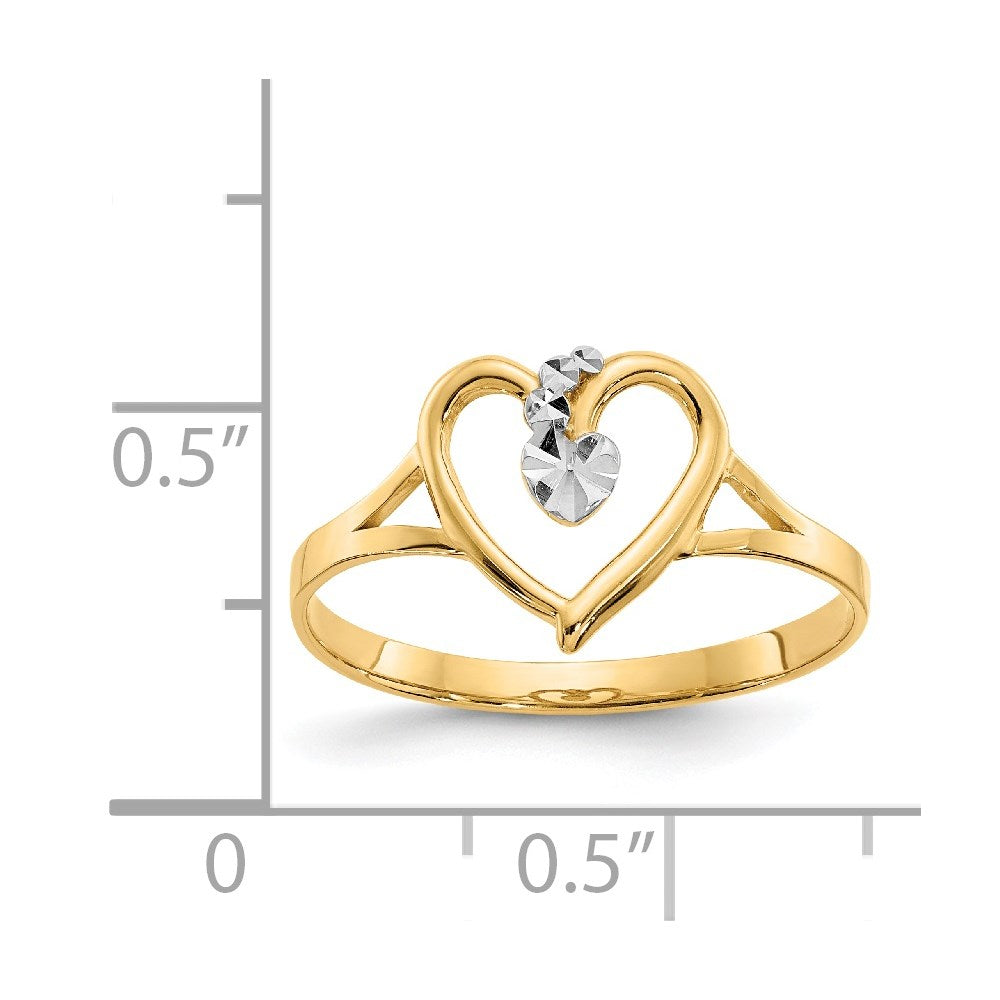 Yellow and White Gold Polished Heart Ring Model-K2072 - Charlie & Co. Jewelry