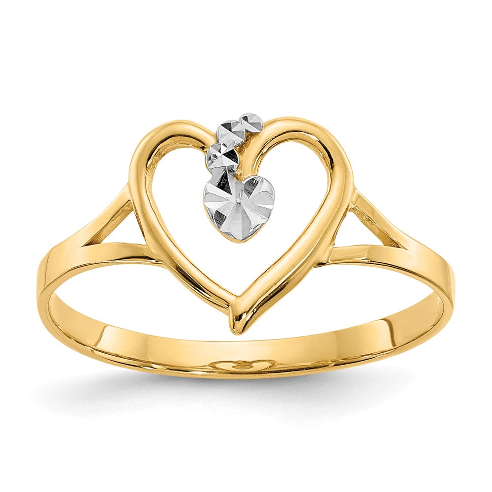 Yellow and White Gold Polished Heart Ring Model-K2072 - Charlie & Co. Jewelry