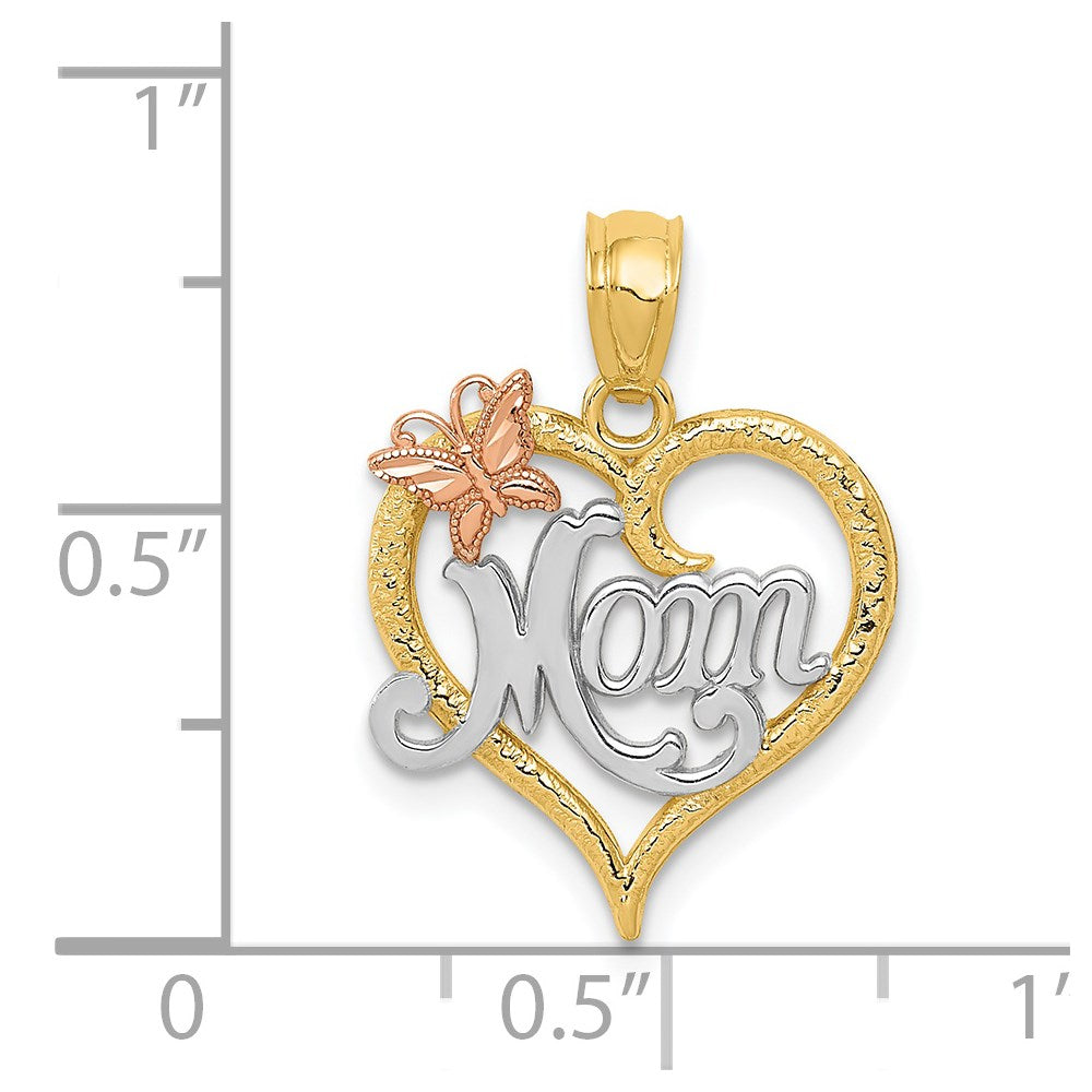 Charlie & Co Jewelry | 14k Two-tone W/white Rhodium Mom Heart Pendant - Model K2659