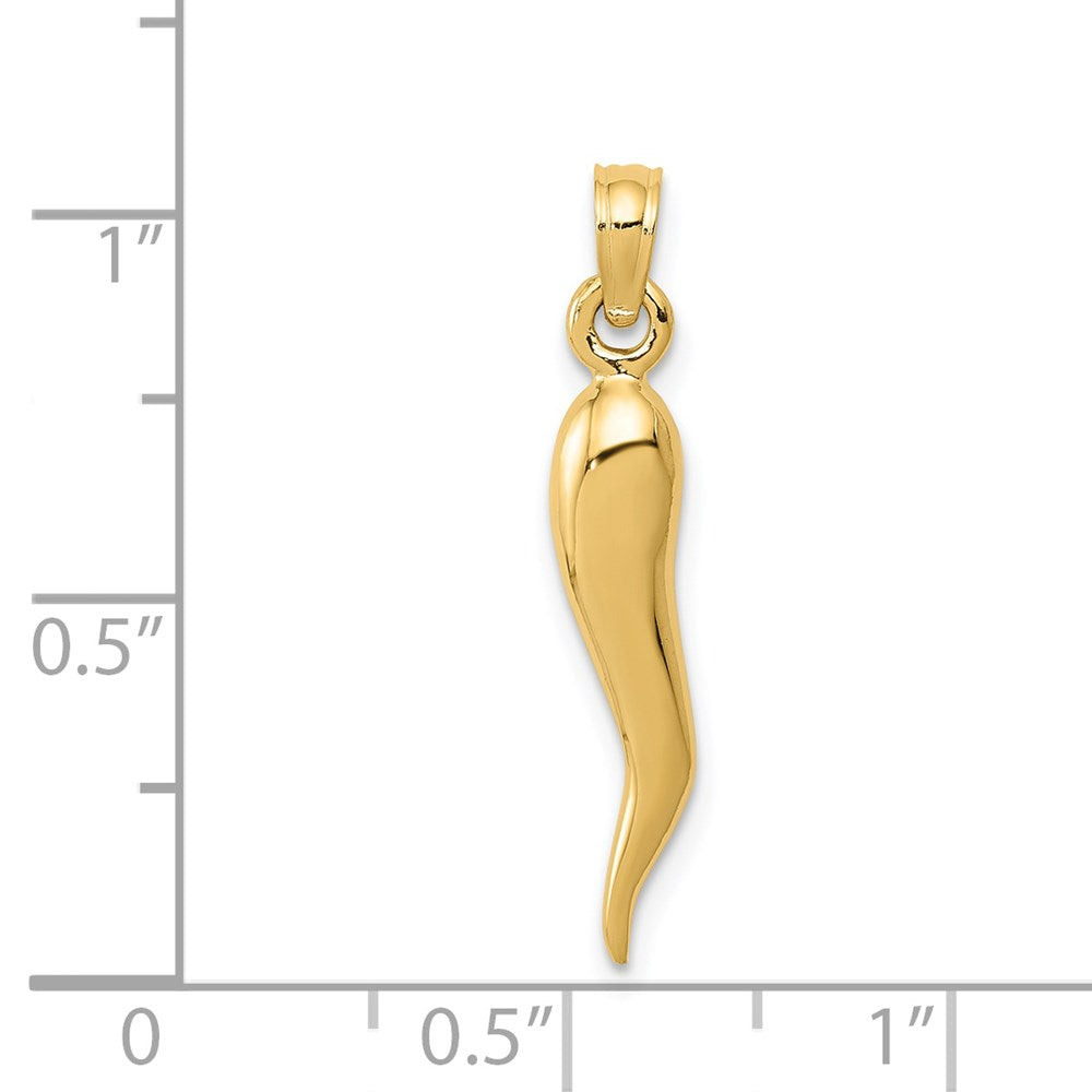 14K Gold Medium 3D Italian Horn Charm - Charlie & Co. Jewelry