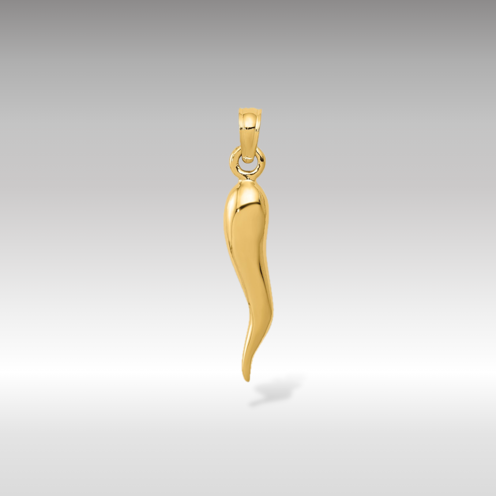 14K Gold Medium 3D Italian Horn Charm - Charlie & Co. Jewelry