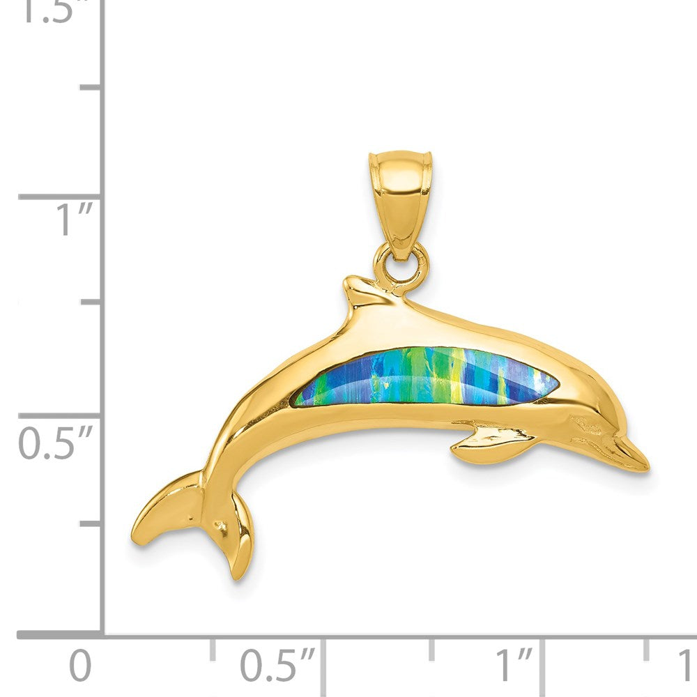 Charlie & Co Jewelry | 14k Lab Created Opal Dolphin Pendant - Model K3008
