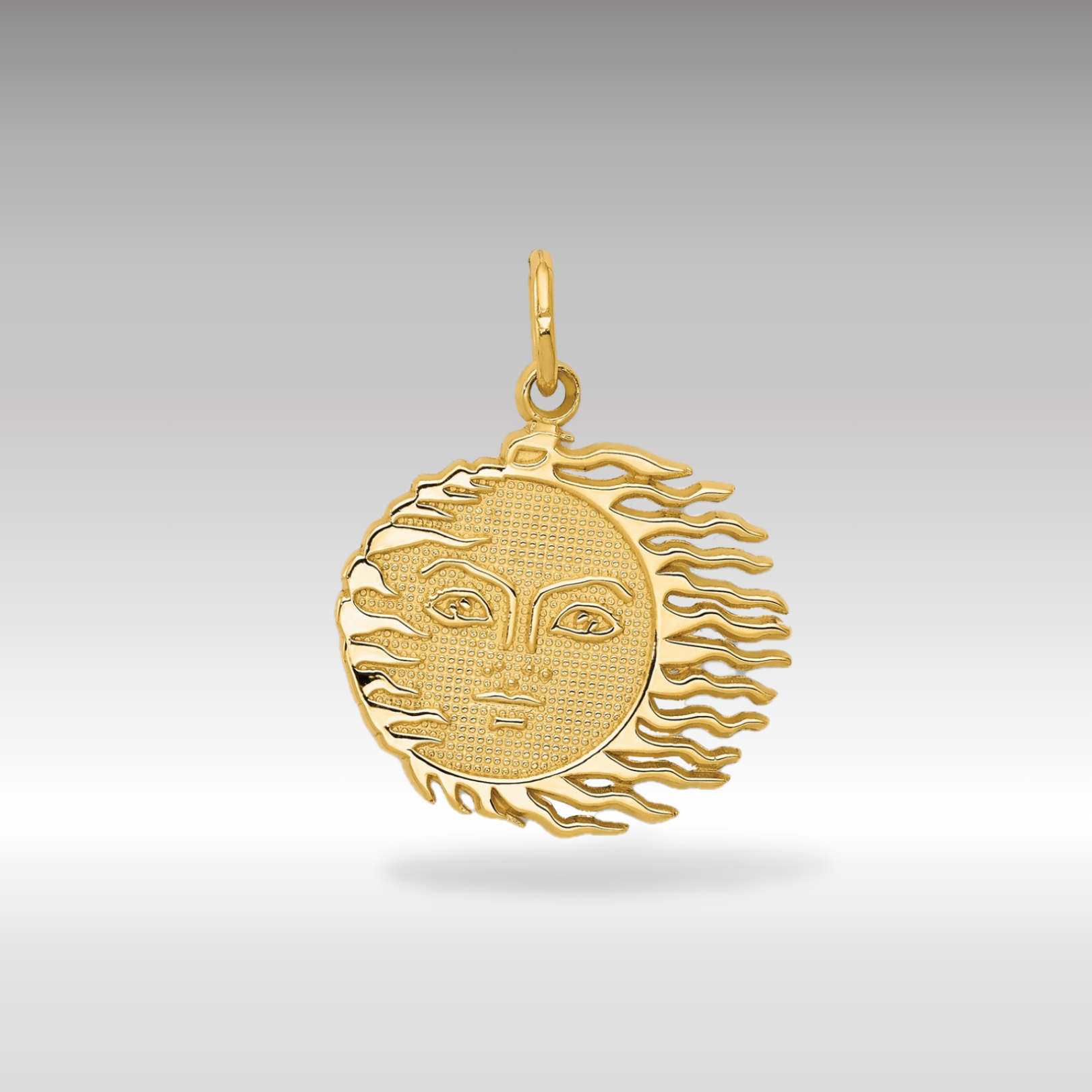 14k Gold Flaming Sun Pendant - Charlie & Co. Jewelry