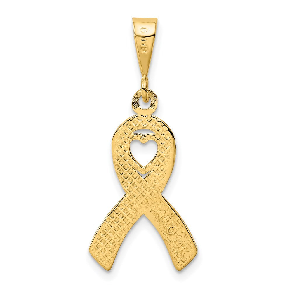 14K Gold Heart in Awareness Ribbon Necklace Pendant - Charlie & Co. Jewelry