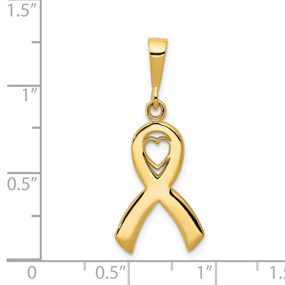 14K Gold Heart in Awareness Ribbon Necklace Pendant - Charlie & Co. Jewelry