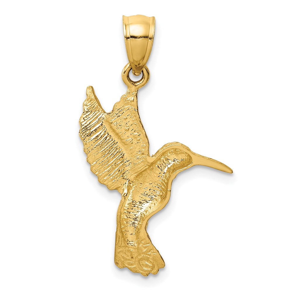 Gold Diamond-Cut Hummingbird Pendant Necklace Model-K3227 - Charlie & Co. Jewelry