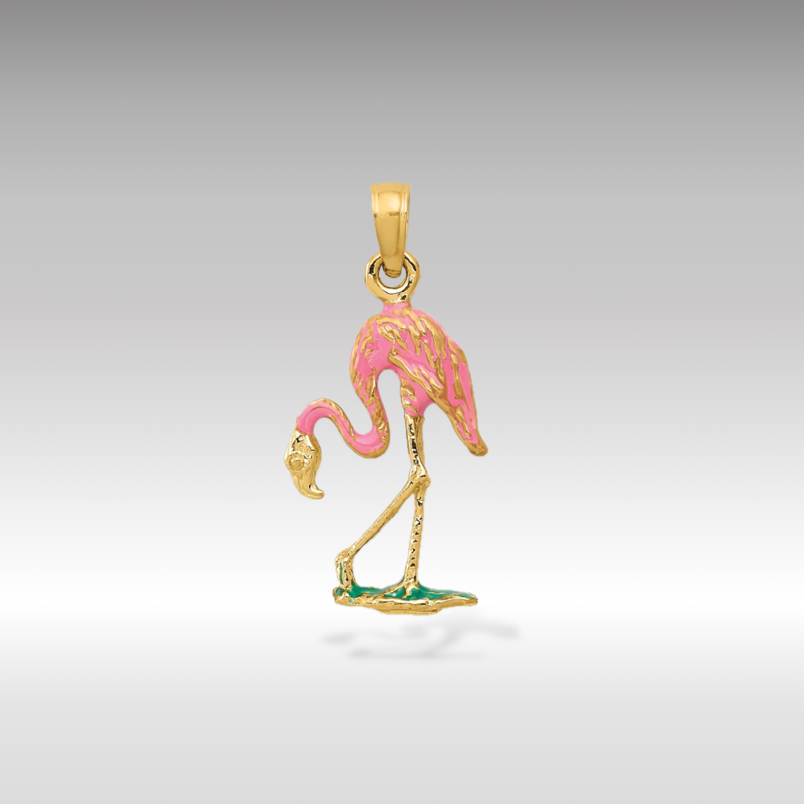 14k Gold Enameled Flamingo Pendant - Charlie & Co. Jewelry
