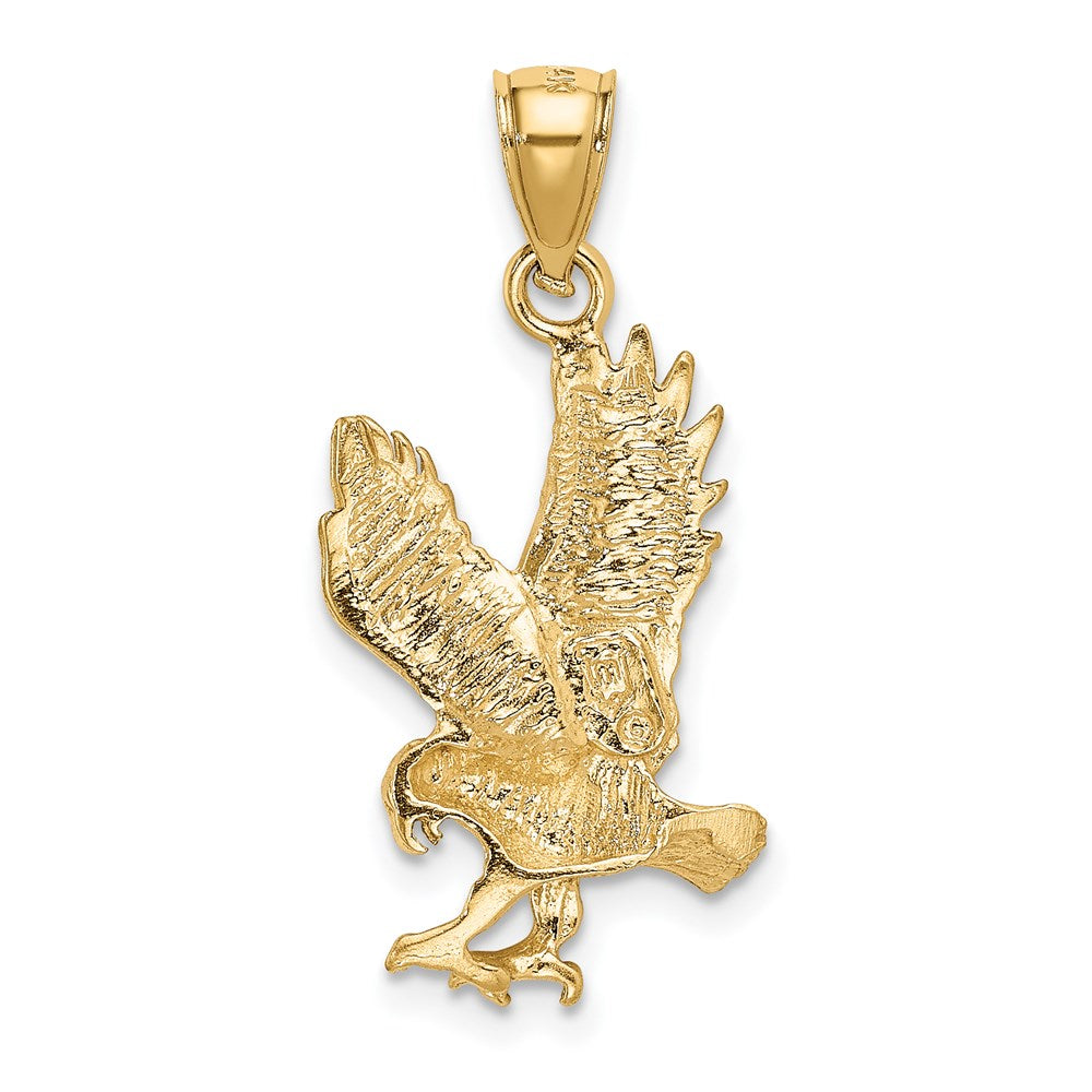 Gold Eagle Pendant Necklace Satin Diamond-Cut Charm Model-K3273 - Charlie & Co. Jewelry