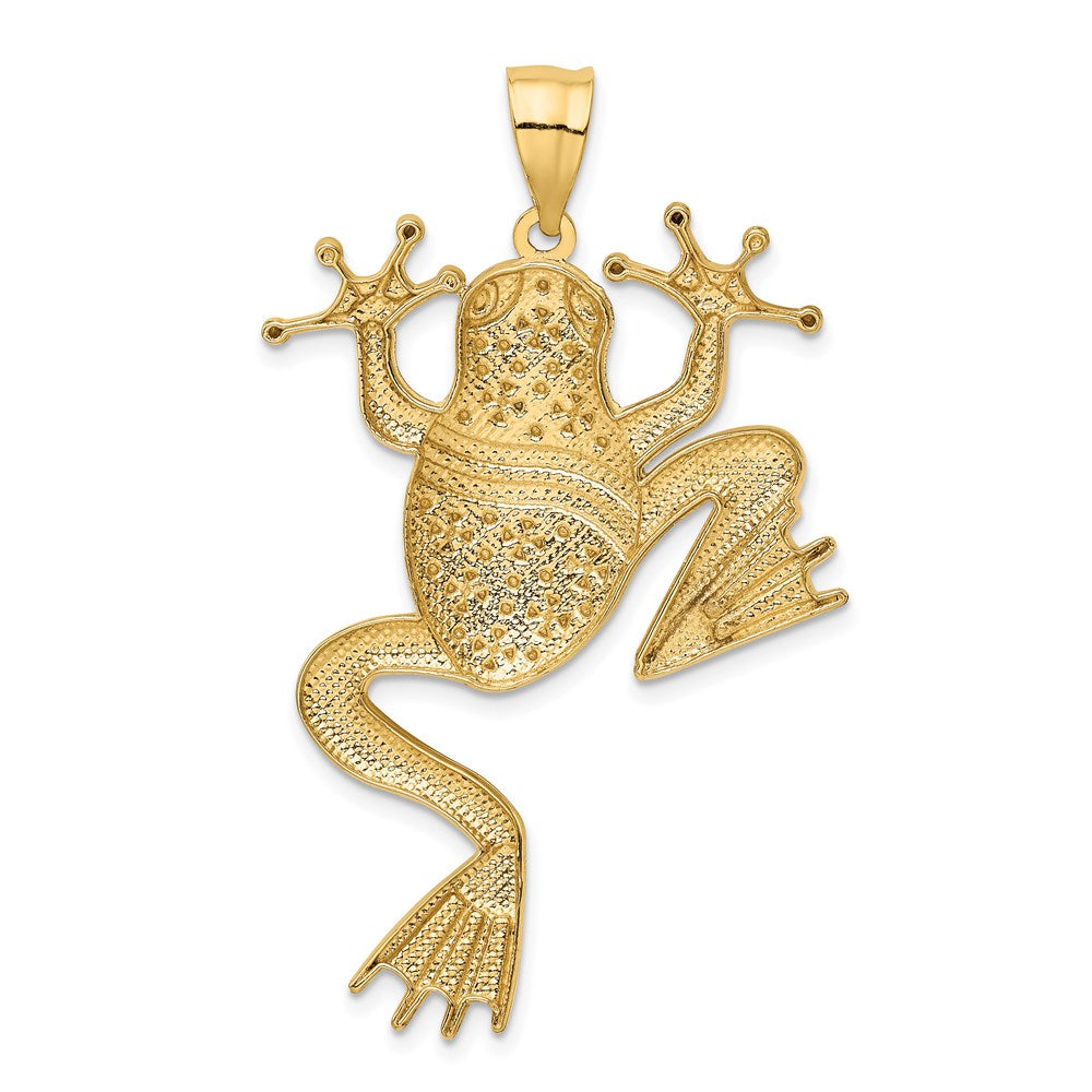 14K Yellow and White Gold Diamond-Cut Frog Pendant - Charlie & Co. Jewelry