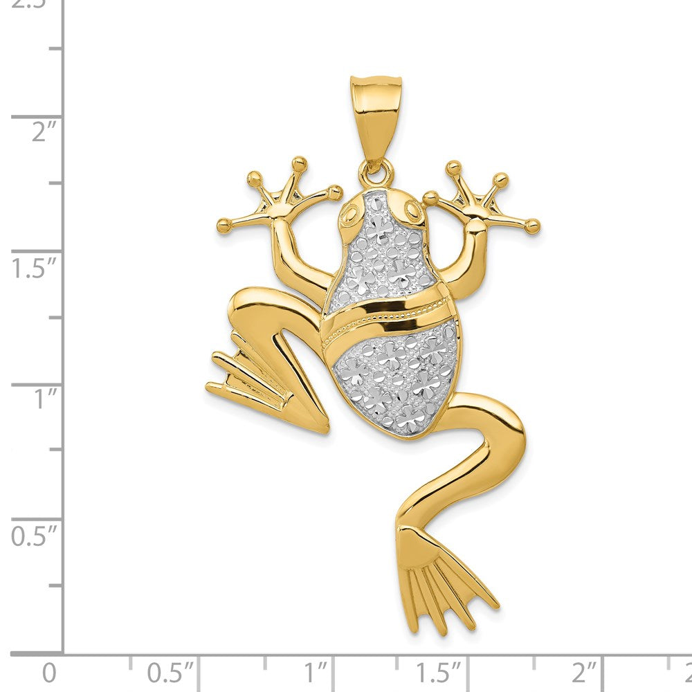 14K Yellow and White Gold Diamond-Cut Frog Pendant - Charlie & Co. Jewelry