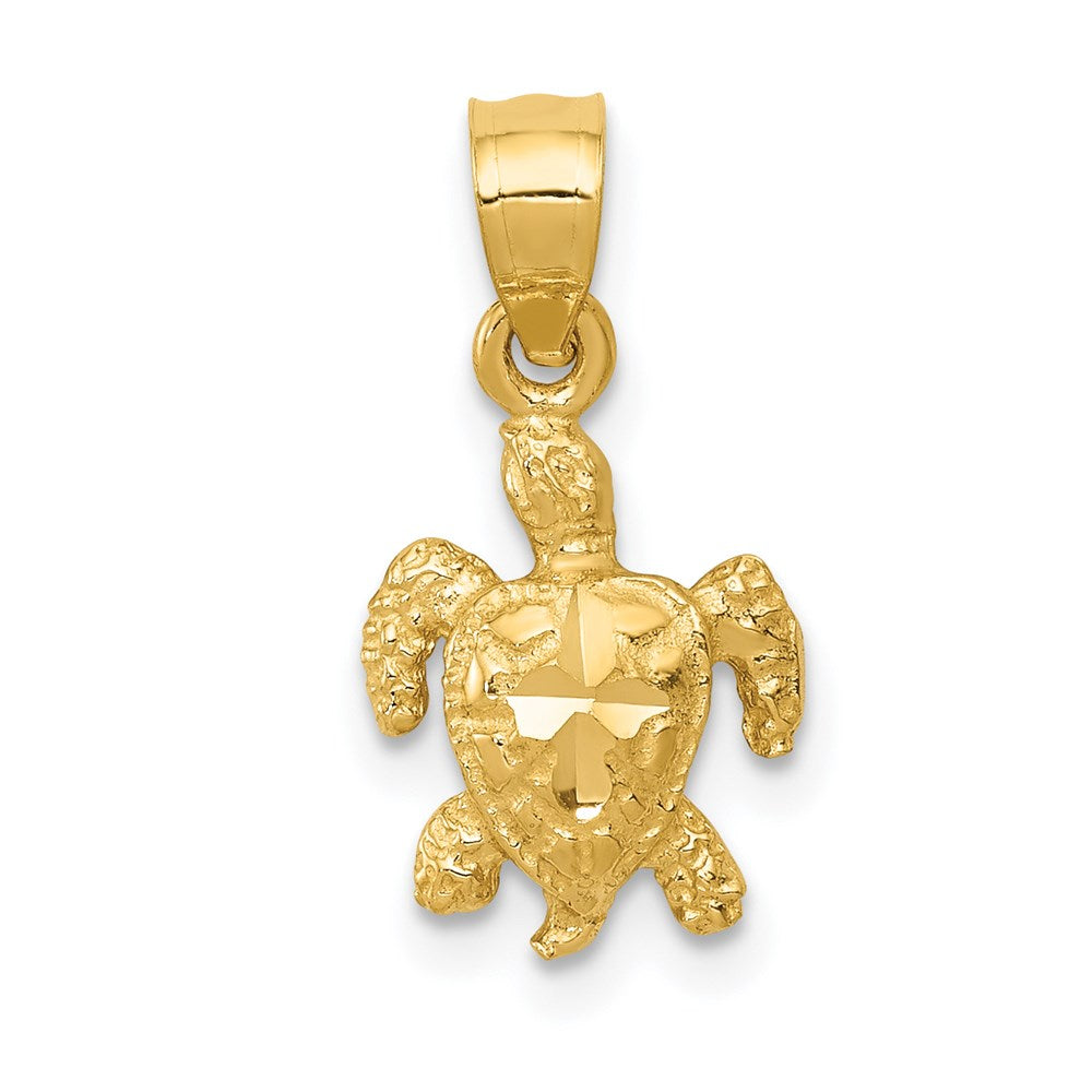 14K Gold Textured Turtle Pendant - Charlie & Co. Jewelry