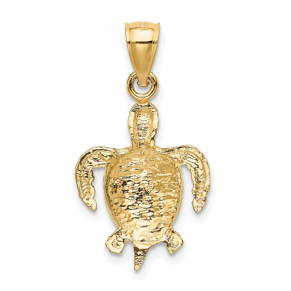 14K Gold Textured Sea Turtle Pendant - Charlie & Co. Jewelry