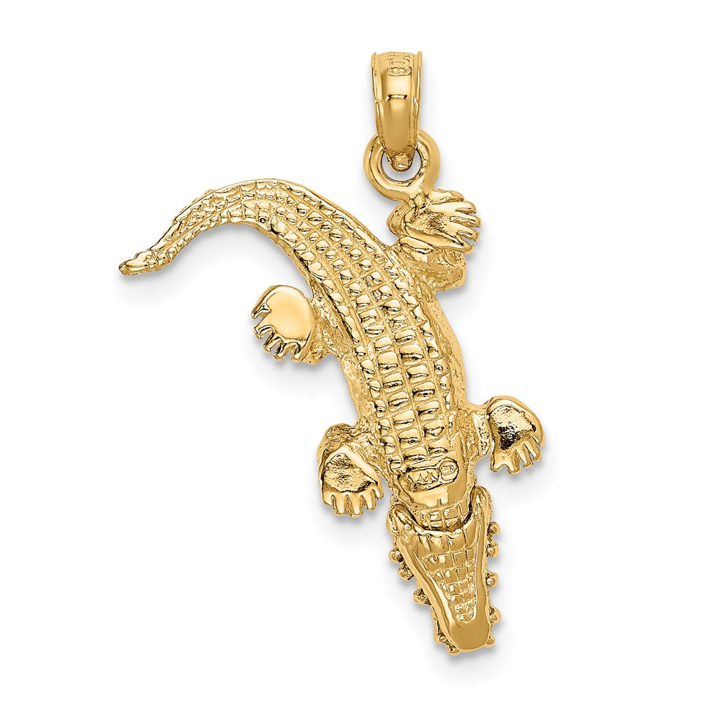 14K Gold Moveable Jaws Alligator Pendant - Charlie & Co. Jewelry