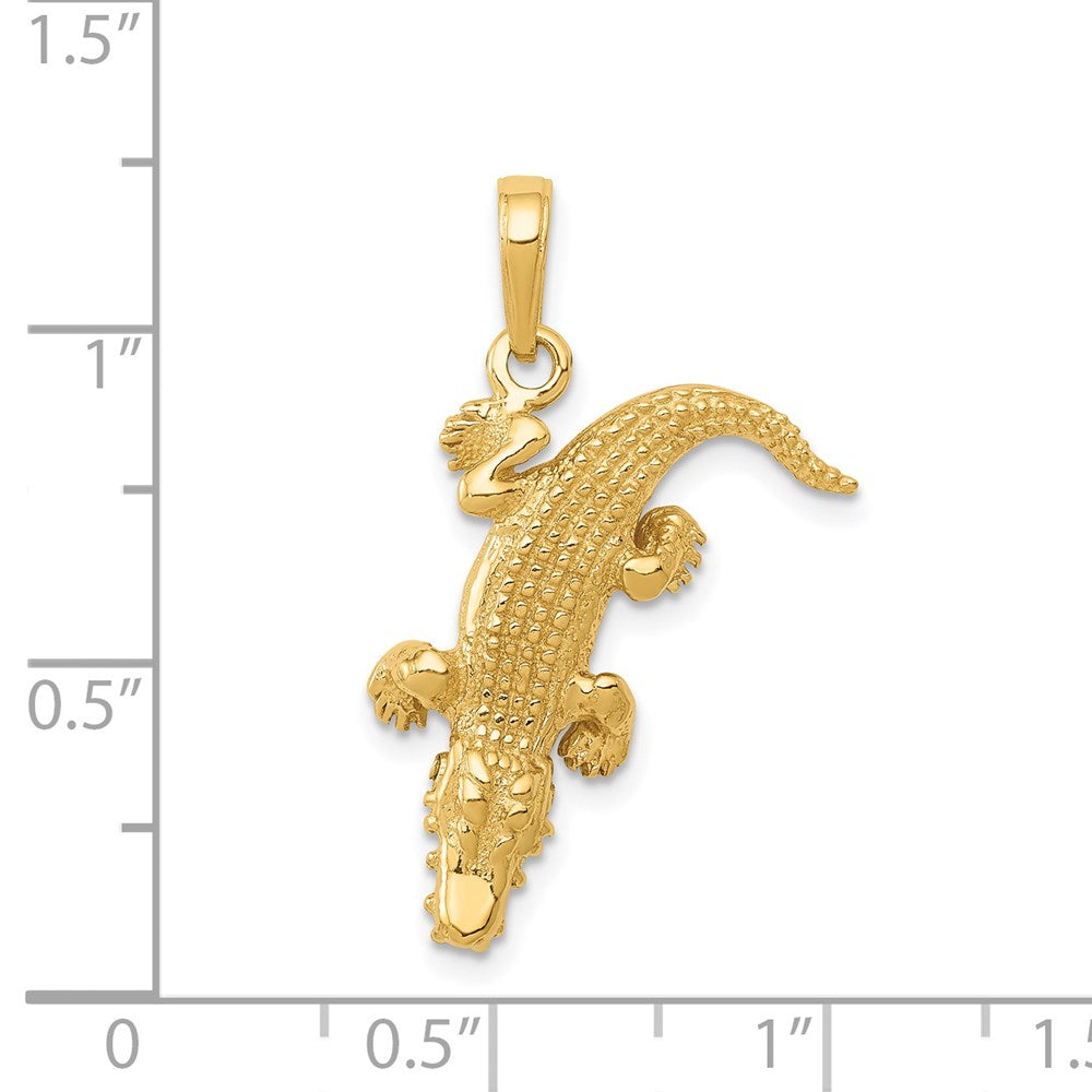 14K Gold Moveable Jaws Alligator Pendant - Charlie & Co. Jewelry