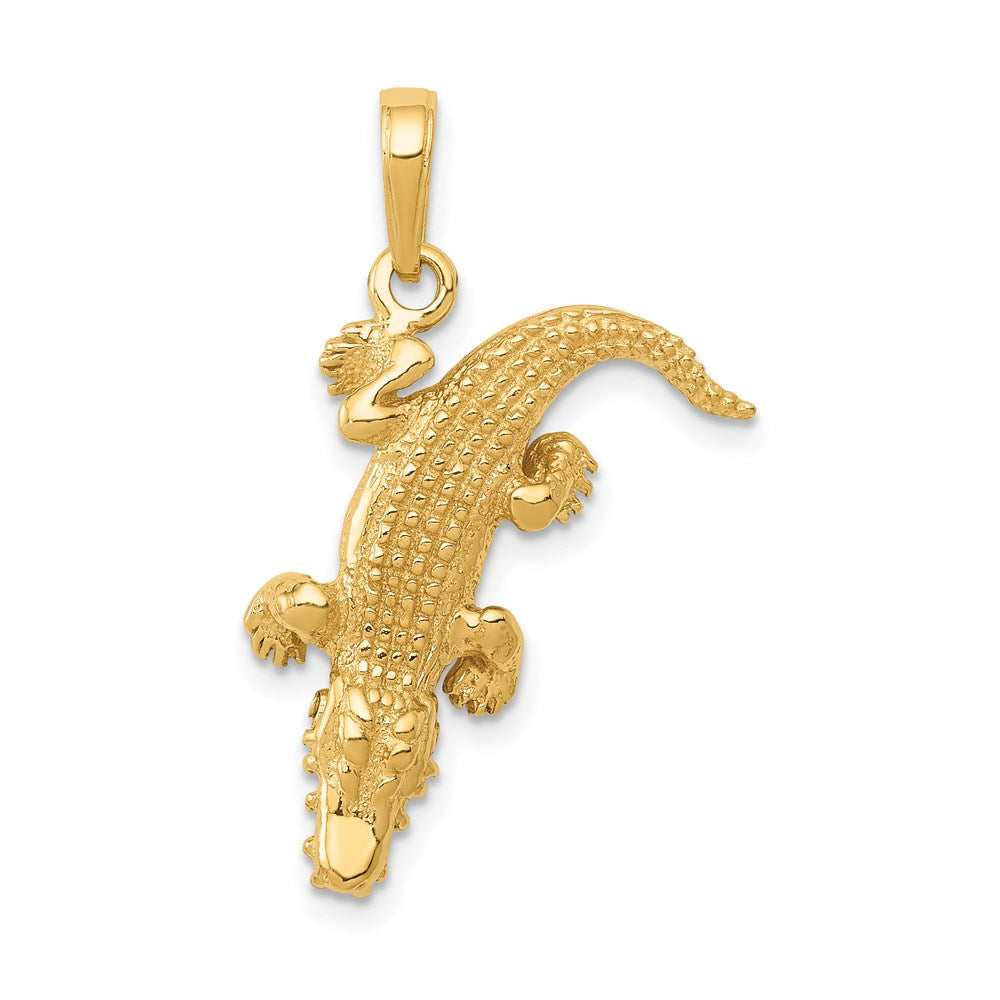 14K Gold Moveable Jaws Alligator Pendant - Charlie & Co. Jewelry