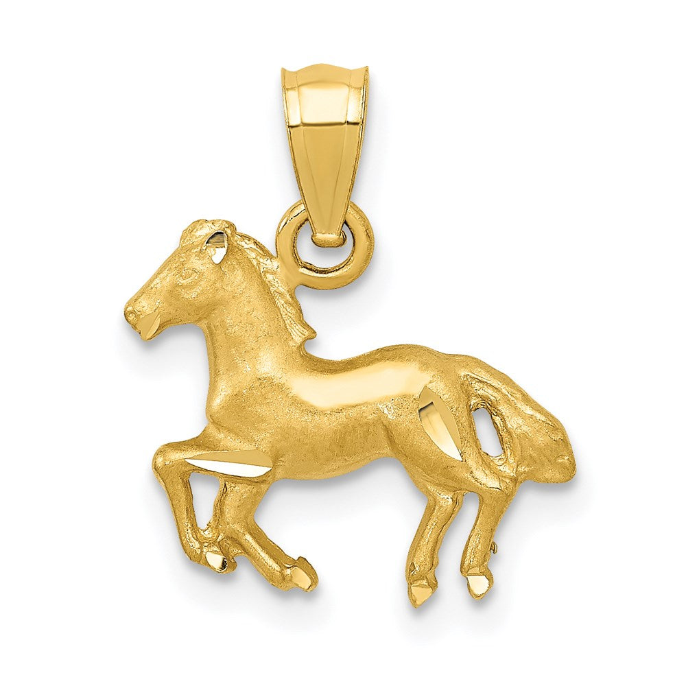 14k Gold Diamond-Cut Horse Necklace Pendant - Charlie & Co. Jewelry