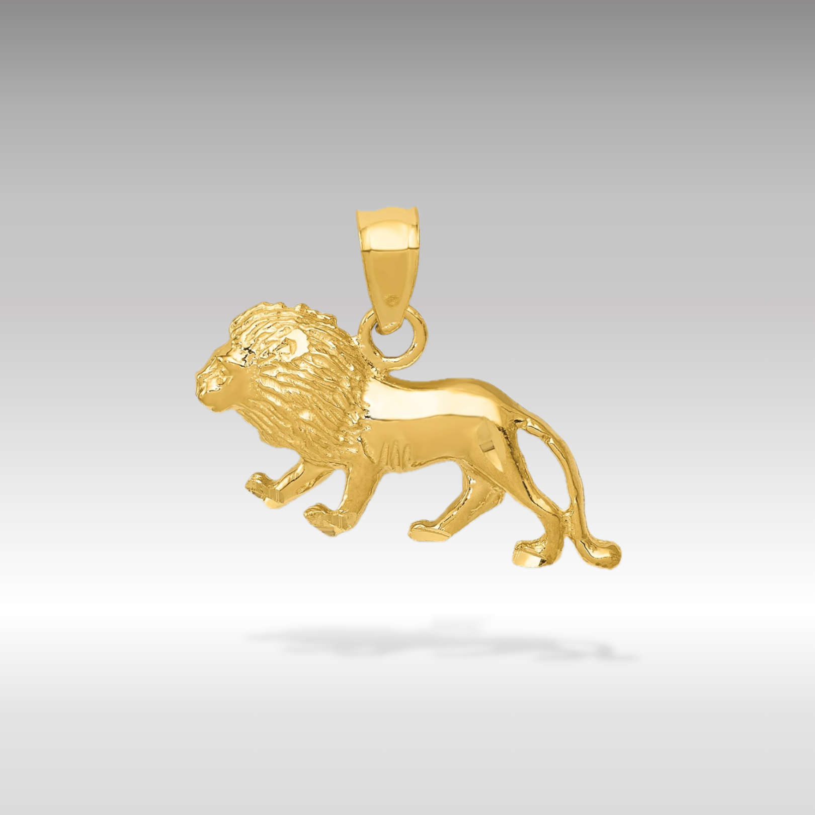 14K Gold Diamond-Cut Lion Pendant - Charlie & Co. Jewelry
