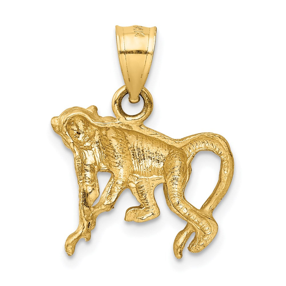 14k Gold Diamond-cut Monkey Necklace Pendant - Charlie & Co. Jewelry