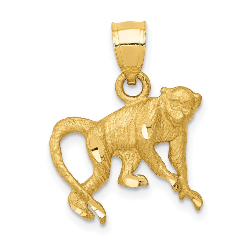 14k Gold Diamond-cut Monkey Necklace Pendant - Charlie & Co. Jewelry