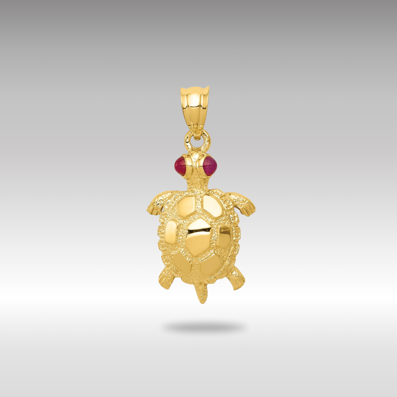 Gold Turtle Charm Pendant with Ruby Eyes - Charlie & Co. Jewelry