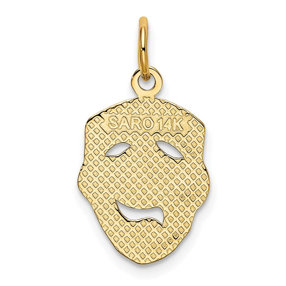 14K Gold Comedy Mask Necklace Charm - Charlie & Co. Jewelry