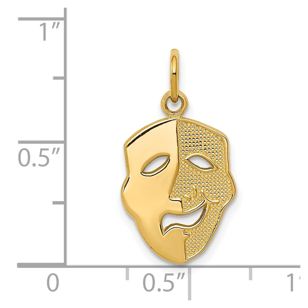 14K Gold Comedy Mask Necklace Charm - Charlie & Co. Jewelry