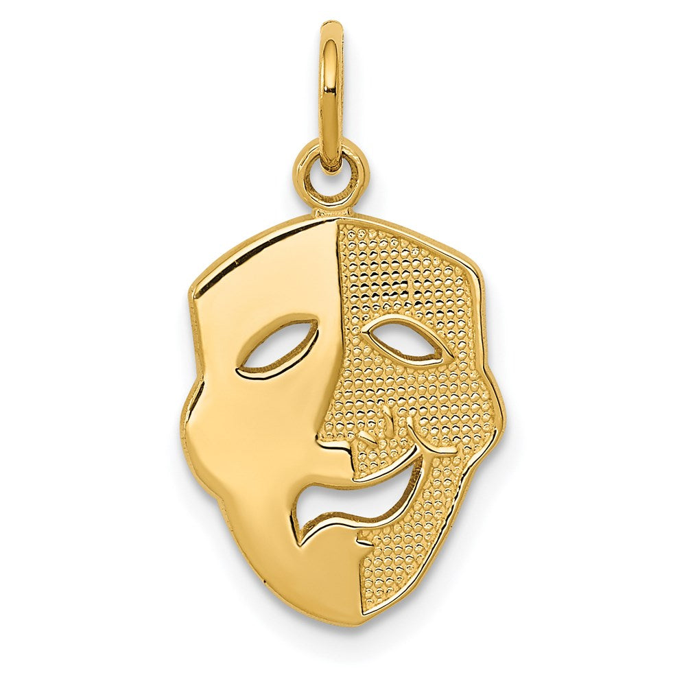 14K Gold Comedy Mask Necklace Charm - Charlie & Co. Jewelry