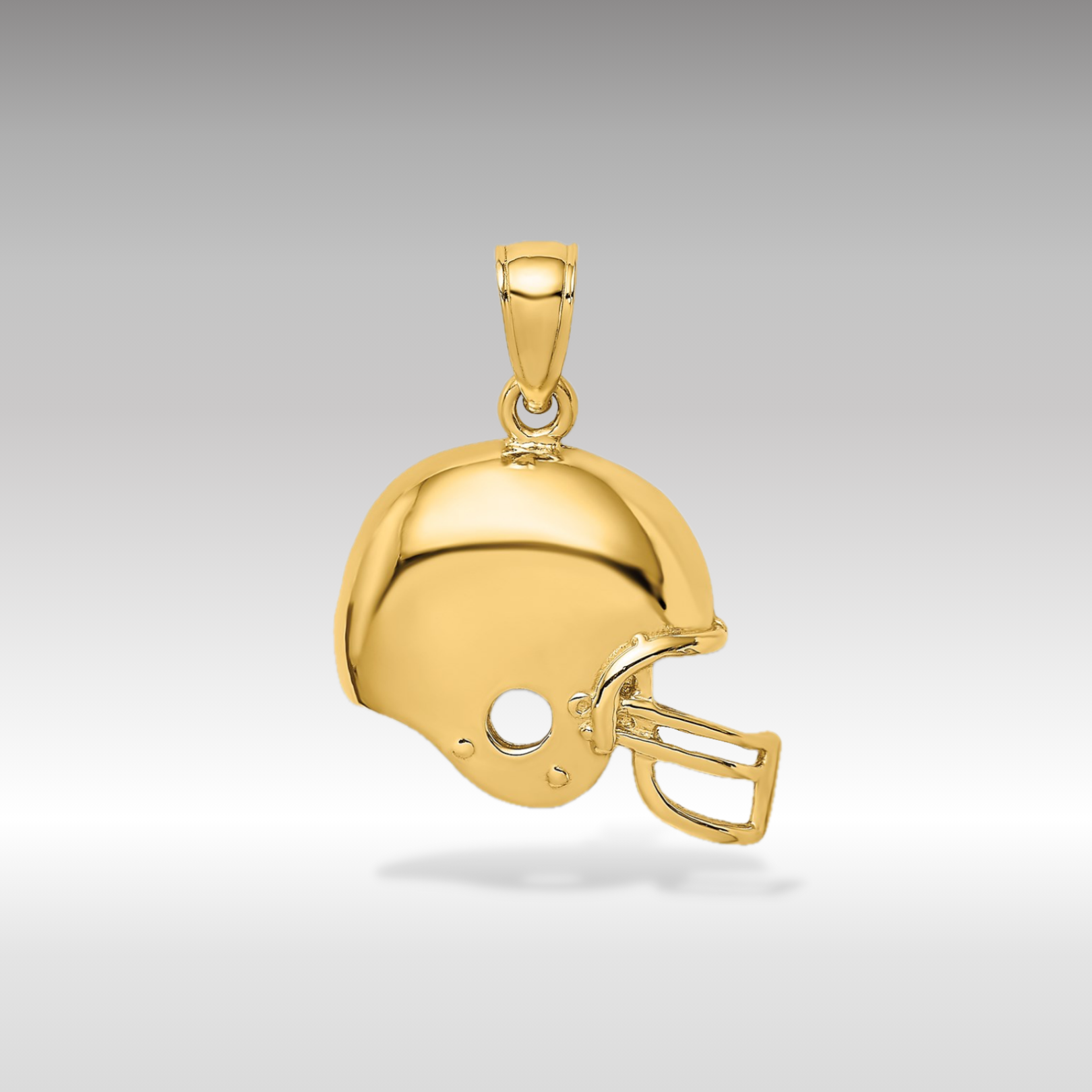 14K Gold Polished Football Helmet Pendant - Charlie & Co. Jewelry