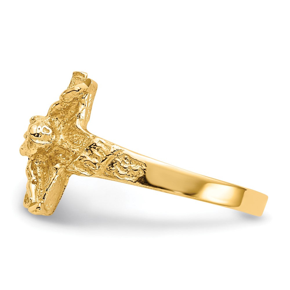 Gold Diamond-cut Crucifix Ring Model-K3968 - Charlie & Co. Jewelry