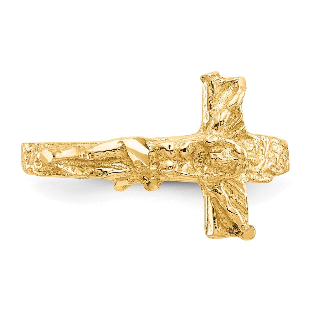 Gold Diamond-cut Crucifix Ring Model-K3968 - Charlie & Co. Jewelry