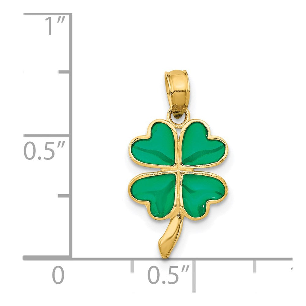 14K Gold Green Enameled Four-Leaf Clover Charm - Charlie & Co. Jewelry