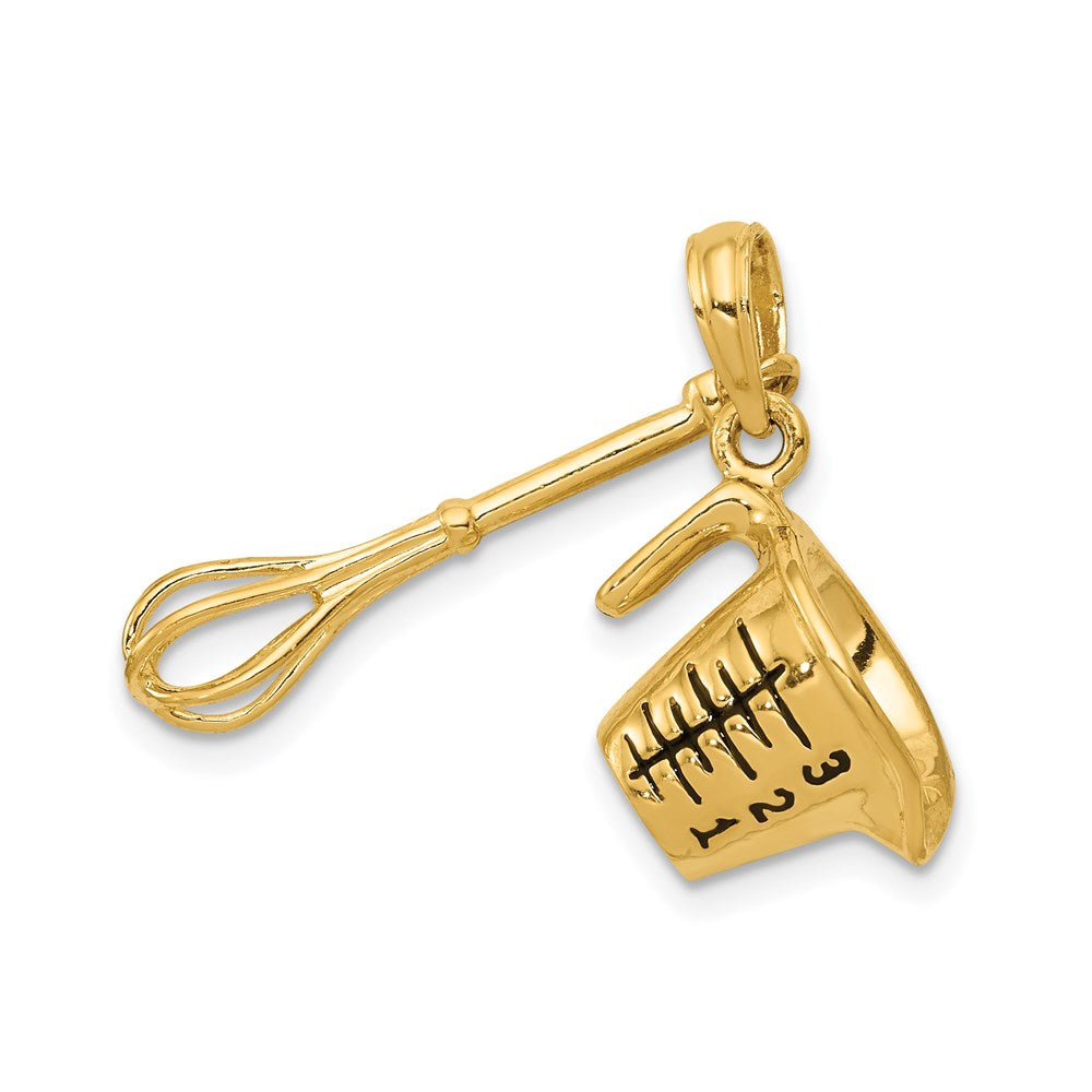 Charlie & Co Jewelry | 14k 3-d Black Enameled Measuring Cup And Whisk Pendant - Model K4210