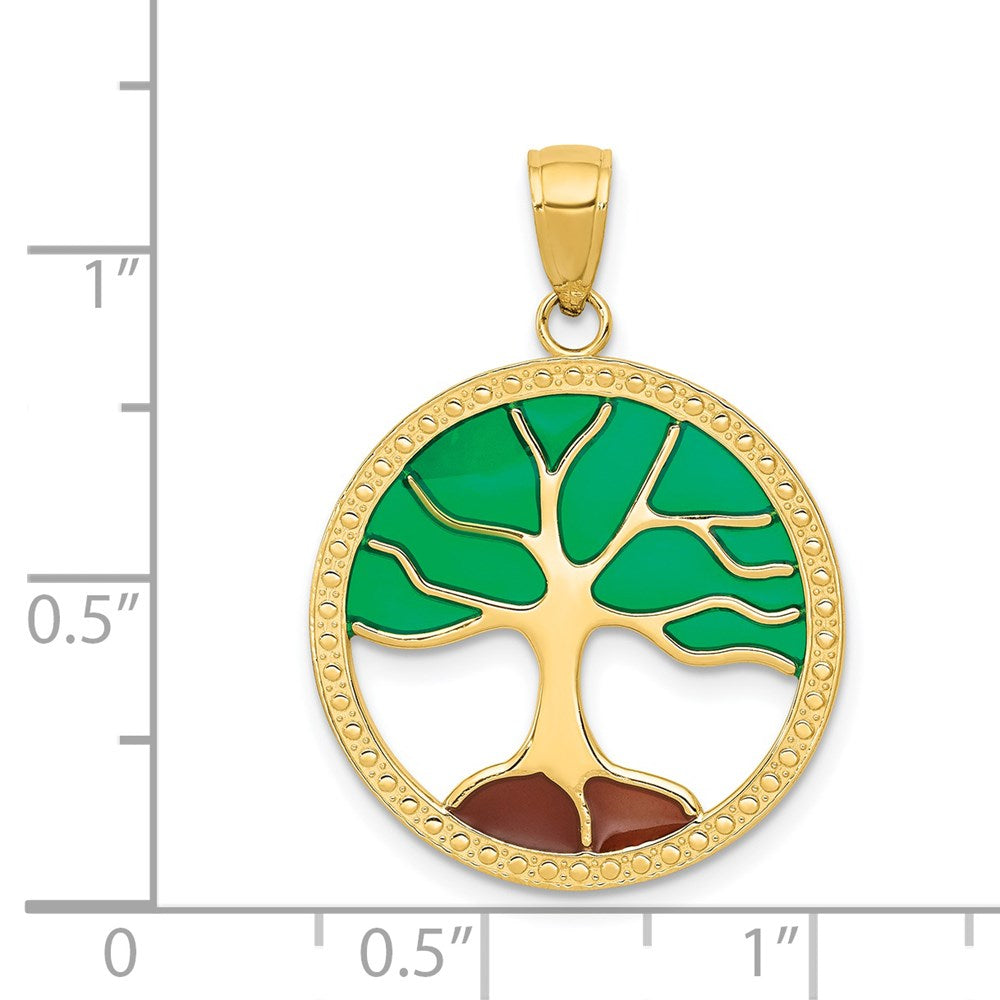 14K Gold Enameled Tree of Life Pendant Necklace - Charlie & Co. Jewelry