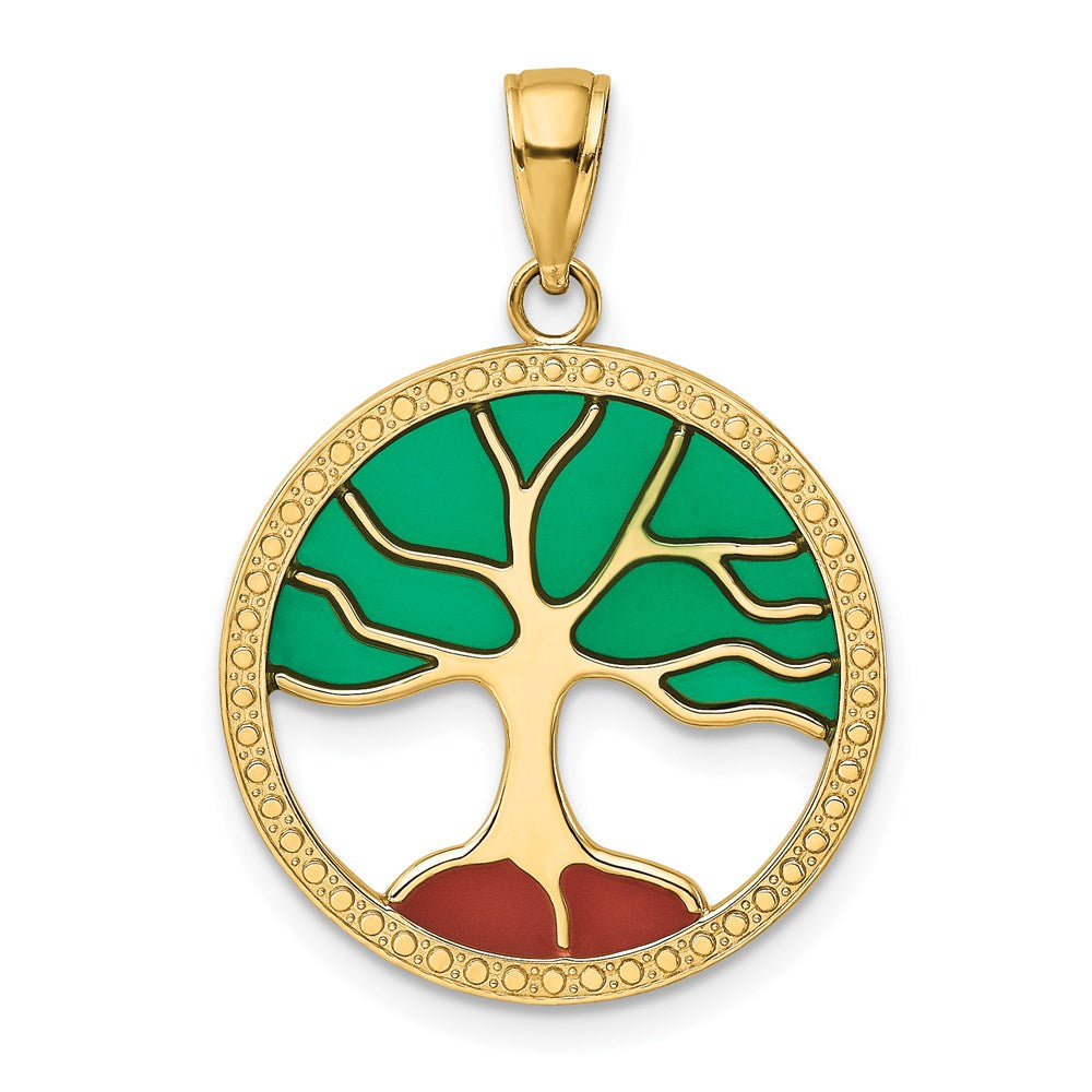 14K Gold Enameled Tree of Life Pendant Necklace - Charlie & Co. Jewelry