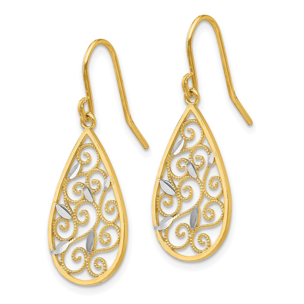 Gold Diamond-cut Filigree Teardrop Wire Earrings - Model K4363 - Charlie & Co. Jewelry