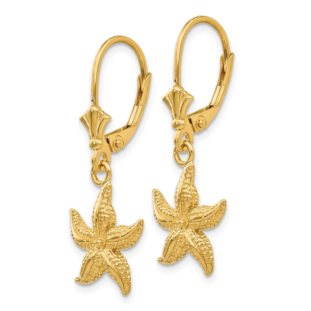 Gold Starfish Leverback Earrings - Model K4426 - Charlie & Co. Jewelry