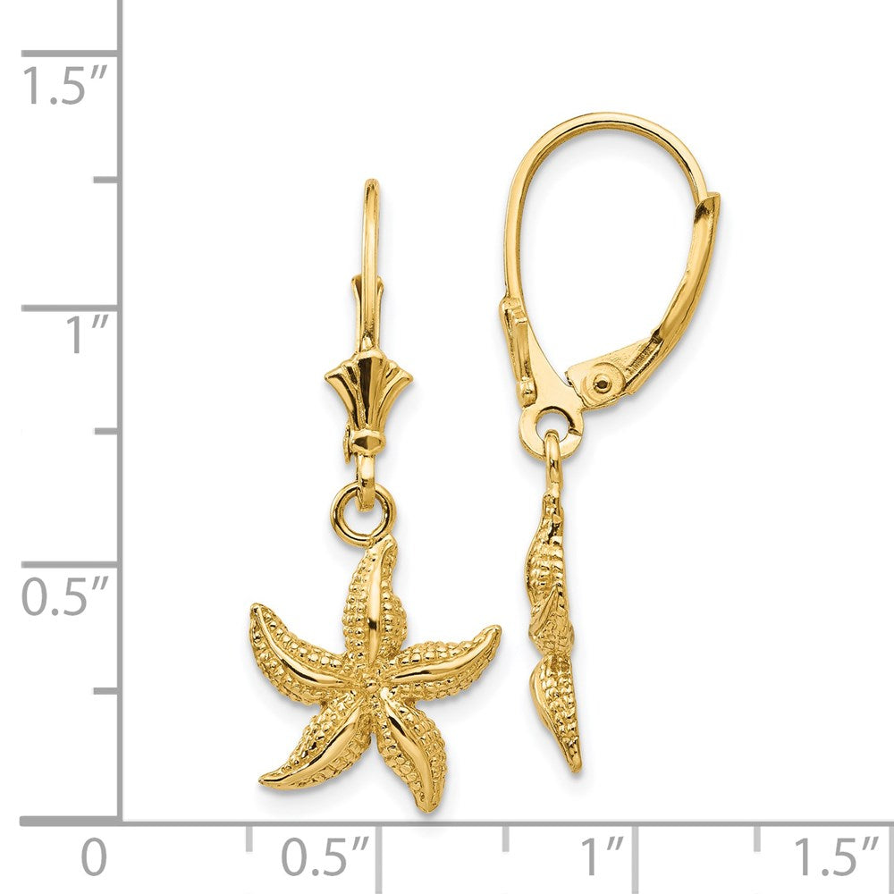 Gold Starfish Leverback Earrings - Model K4426 - Charlie & Co. Jewelry