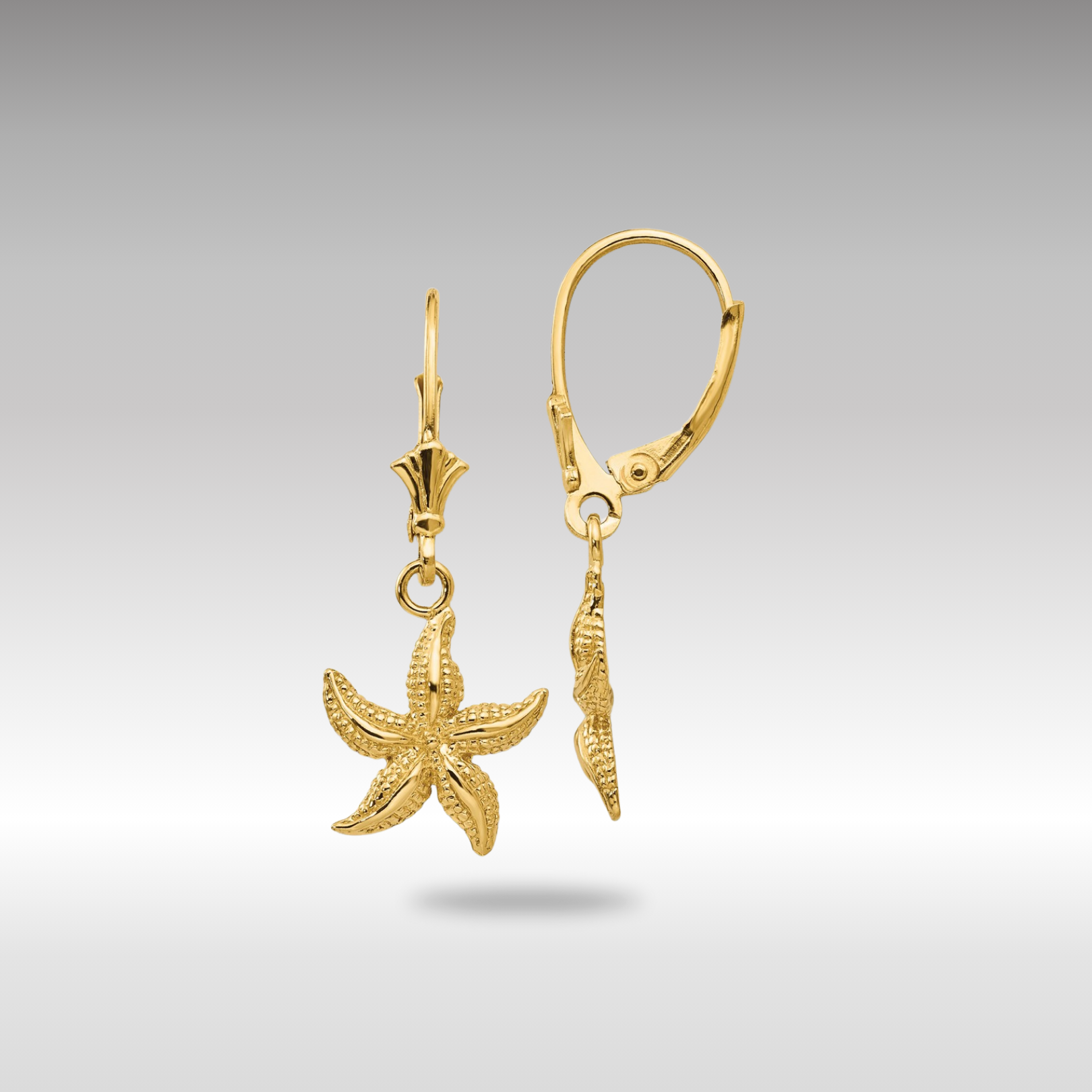 Gold Starfish Leverback Earrings - Model K4426 - Charlie & Co. Jewelry